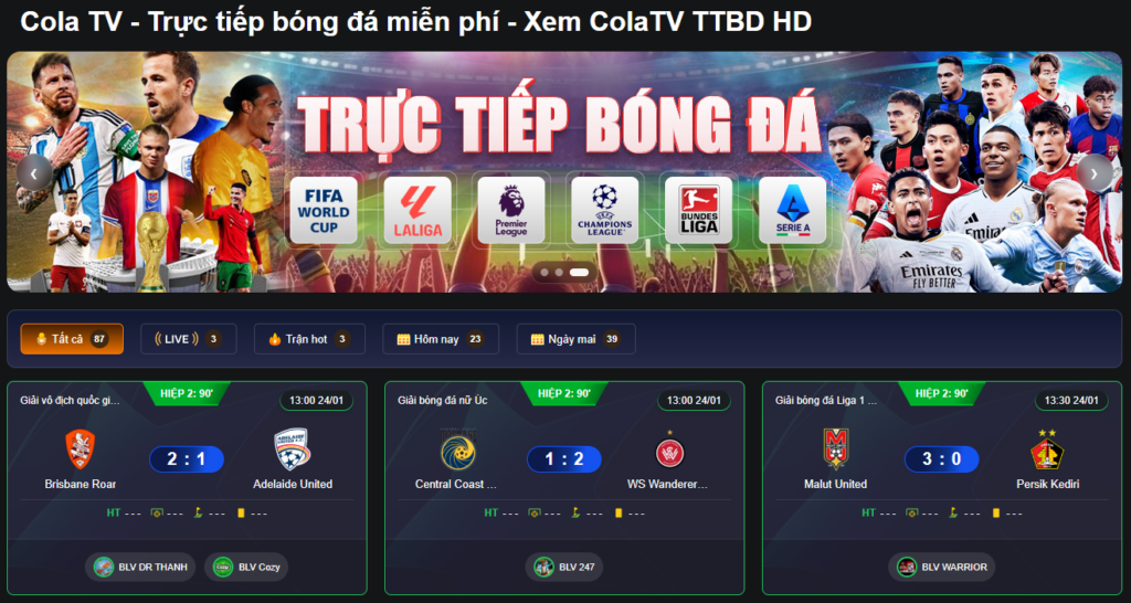 Giao diện trang web Cola dễ sử dụng, thân thiện